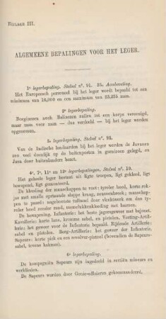 Bijlage III. Algemeene bepalingen voor het leger