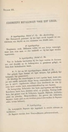Bijlage III. Algemeene bepalingen voor het leger