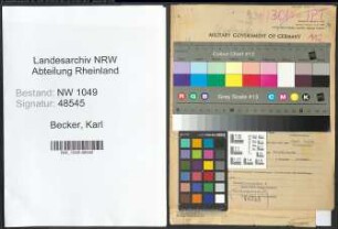 Entnazifizierung Karl Becker , geb. 01.07.1896 (Postbeamter)