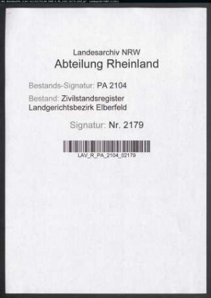 Geburtsregister Heiligenhaus