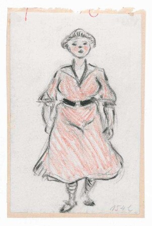 Frau mit rotem Kleid