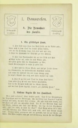 I. Hauswesen