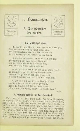 I. Hauswesen