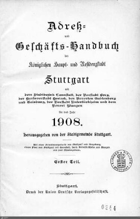1908: Stuttgarter Adressbücher, 1908