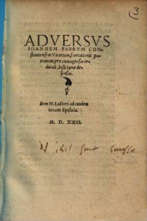 Adversus Ioannem Fabrum Constantien[sem] Vicarium, scortationis patronum, pro coniugio sacerdotali, Iusti Ionae defensio