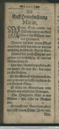 XIII Auff Heimsuchung Mariae