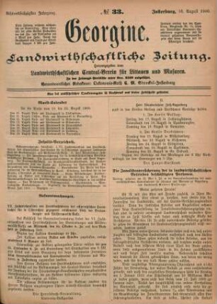 Achtundsechzigster Jahrgang. No. 33. Insterburg, 16. August 1900.