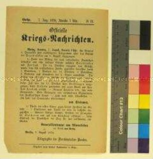 Kriegsdepesche des Norddeutschen Bundes über die Kriegsereignisse vom 7.8.1870 bei Saarbrücken