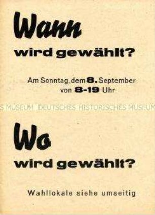 Propagadaflugblatt der SED Dresden zu den Gemeindewahlen 1946 mit Porträts der Spitzenkandidaten