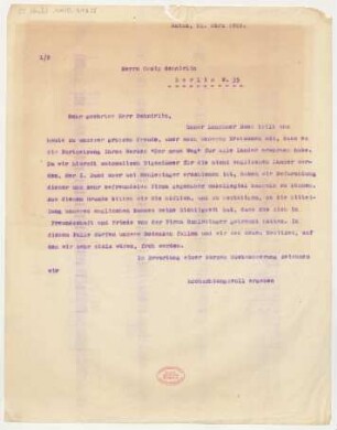 Brief an Ossip Schnirlin : 21.03.1922