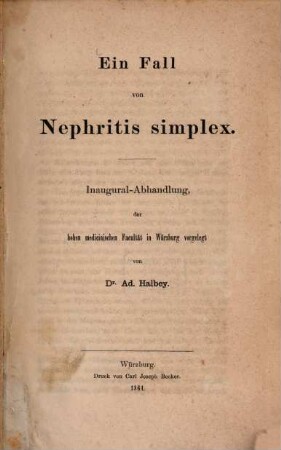 Ein Fall von Nephritis simplex