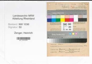 Entnazifizierung Heinrich Zenger , geb. 31.08.1898 (Steiger)