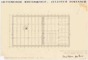 Hettenhaus, Rottenbuch: Dachstuhl, Balken- und Sparrenlage; Aufsicht 1:50