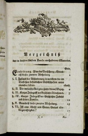 Verzeichniß der in diesem fünften Bande enthaltenen Materien.