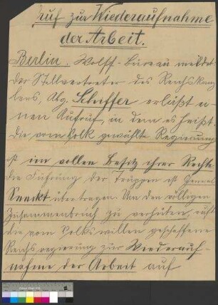 Bekanntmachung eines Aufrufs der Reichsregierung zur Wiederaufnahme der Arbeit nach dem Kapp-Lüttwitz-Putsch im März 1920 in Berlin