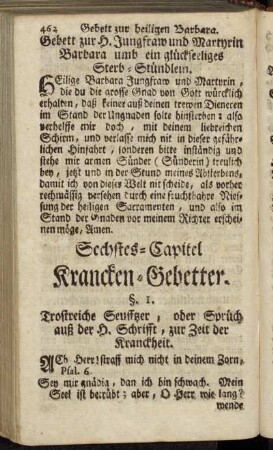 Sechstes Capitel. Krancken-Gebetter.