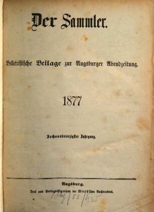 Der Sammler. 46. 1877