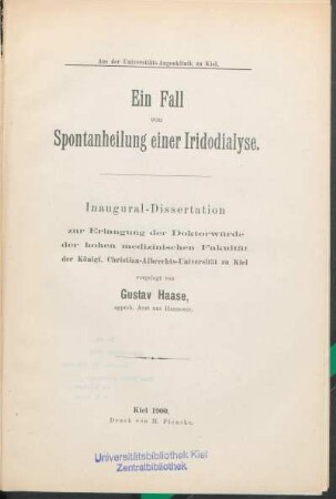 Ein Fall von Spontanheilung einer Iridodialyse