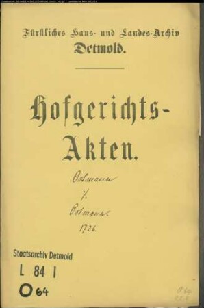 Ostmann, Simon Jobst in Detmold gegen Andreas Ostmann zu Wissentrup - Schuldforderung