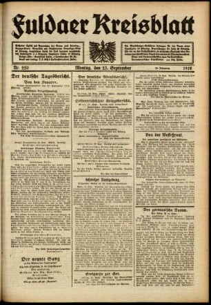 Ausgabe vom Montag, den 23. September 1918.