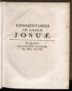 Commentarius In Librum Josuae