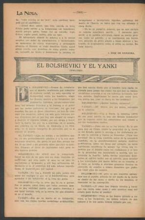El bolsheviki y el yanki : (Diálogo)