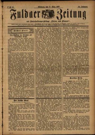 Erste Ausgabe vom Mittwoch, den 17. März 1897.