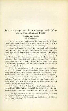 Zur Altersfrage der Braunschweiger eolithischen und altpaläolithischen Funde