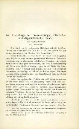 Zur Altersfrage der Braunschweiger eolithischen und altpaläolithischen Funde