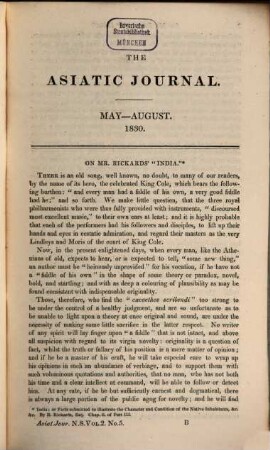 The Asiatic journal and monthly register for British and foreign India, China and Australasia. 2. 1830