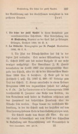 337-340 [Rezension] Wohlenberg, Gustav, Die Lehre der zwölf Apostel in ihrem Verhältnis zum neutestamentlichen Schrifttum