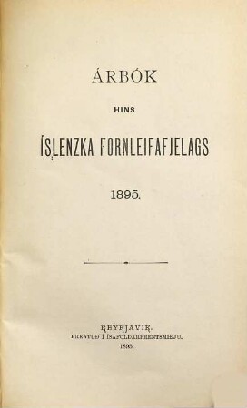 Árbók hins Íslenzka Fornleifafélags. 1895
