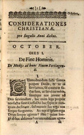 Cogitationes, Sive Considerationes Christianæ Pro singulis Anni diebus, Trimestre Quartum. ... Complectens Octobrem, Novembrem, Decembrem