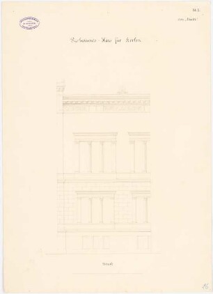 Preußisches Parlament, Berlin Schinkelwettbewerb 1859: Fassadenteilansicht