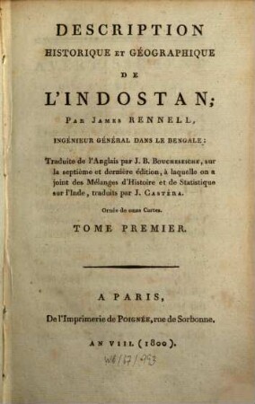 Description historique et géographique de l'Indostan, 1