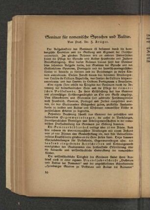 Seminar für romanische Sprachen und Kultur.