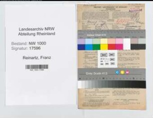 Entnazifizierung Franz Reinartz, geb. 01.11.1905 (Lokfuehrer)