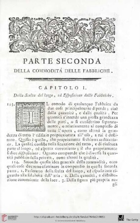 Parte seconda: Della commodita delle fabbriche