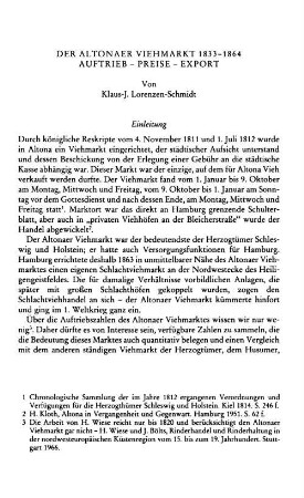 Der Altonaer Viehmarkt 1833 - 1864 : Auftrieb, Preise, Export