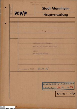 Badischer Sparkassen und Giroverband Mannheim: Verbandsausschuß