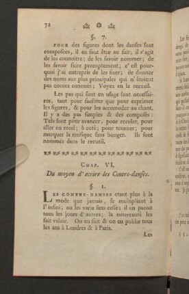 Chap. VI. Du moyen d' ecrire les contre-danses