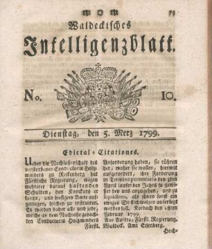 No. 10, Dienstag, den 5. Merz 1799