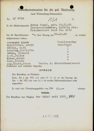 Vogel, Erica