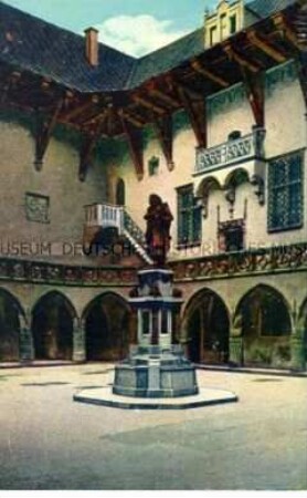 Jagellonische Bibliothek mit Kopernikus-Denkmal in Krakau (1916 unter russischer Oberhoheit)