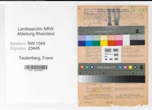Entnazifizierung Franz Teutenberg , geb. 26.07.1900 (Lehrer)