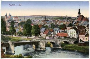 Rochlitz. Blick auf Rochlitz mit Muldenbrücke