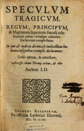 Speculum tragicum regum, principum magnatum