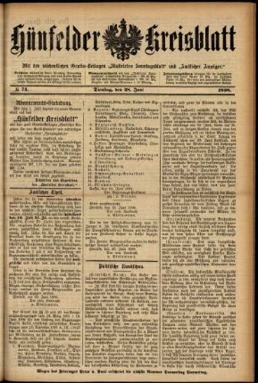 Ausgabe vom Dienstag, den 28. Juni 1898.