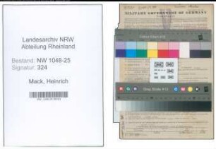 Entnazifizierung Heinrich Mack , geb. 31.07.1899 (Haendler)