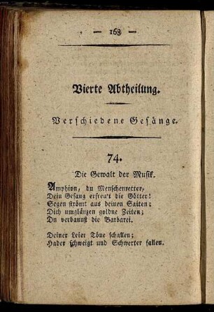 Vierte Abtheilung. Verschiedene Gesänge.